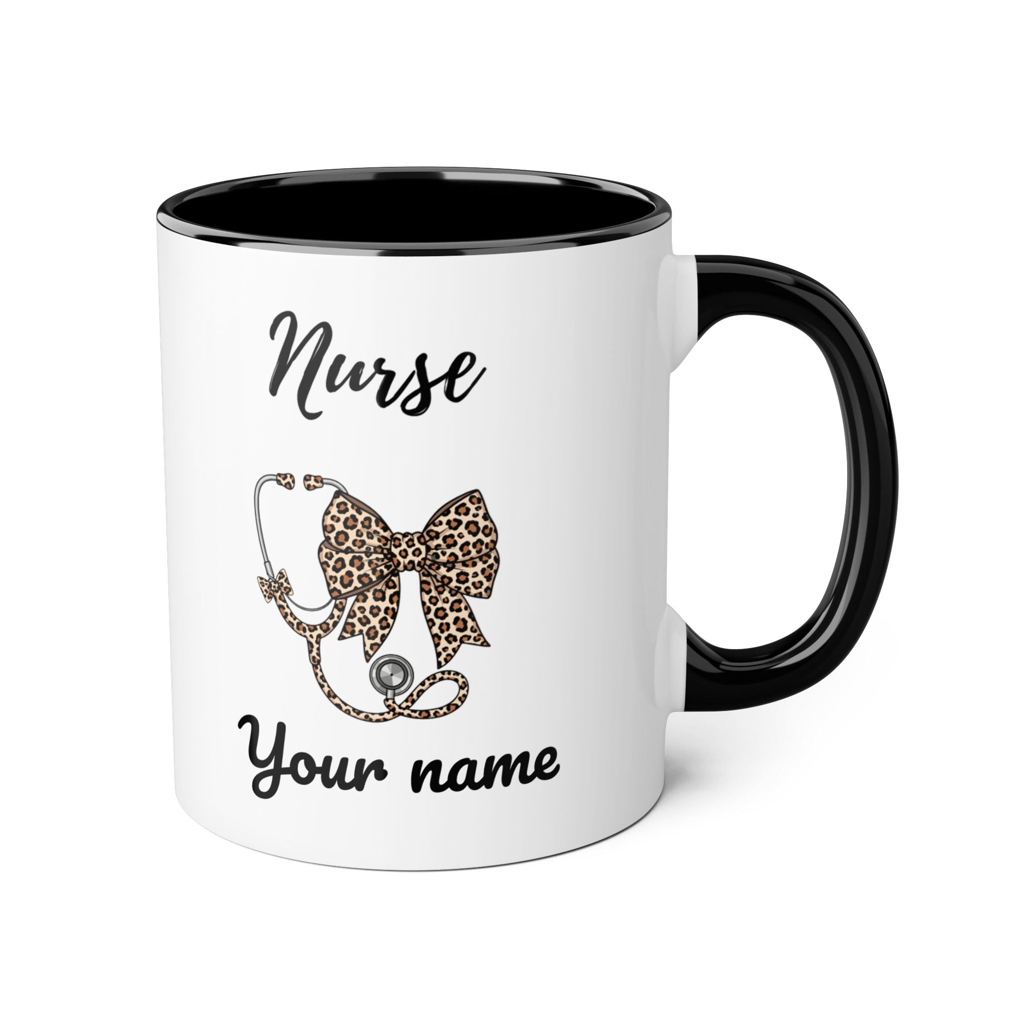 Tasse avec stéthoscope léopard infirmière — mug à café personnalisé - Giftory Creation