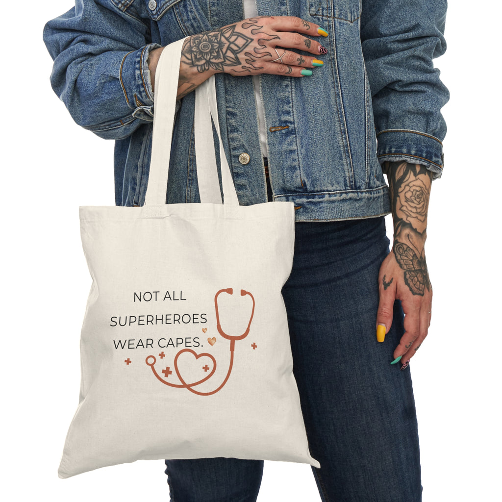 Nurse Appreciation Tote Bag – “Not All Superheroes Wear Capes” Stethoscope Design - Giftory Creation